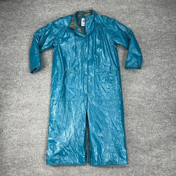 Vintage Misty Harbor Rain Coat Womens M Medium Waterproof Snap Button Long *READ - Picture 2 of 12